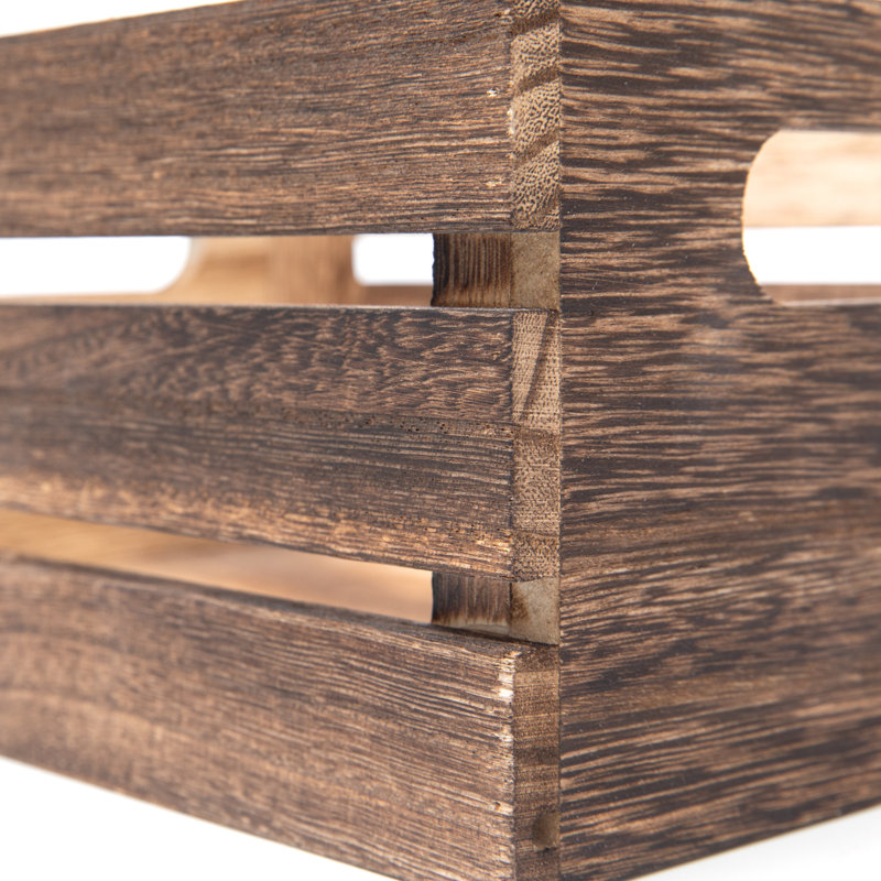 Ensemble de caisses en bois massif, H 5,50 po x l 12 po x P 8 po, Brun rustique