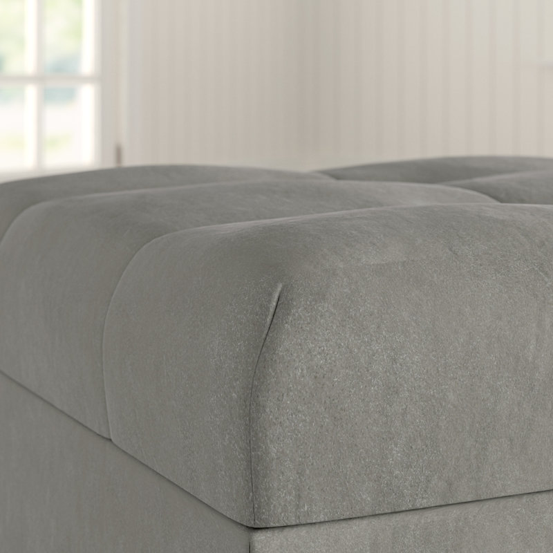 Shen Upholstered Ottoman, Gray Microfiber/Microsuede
