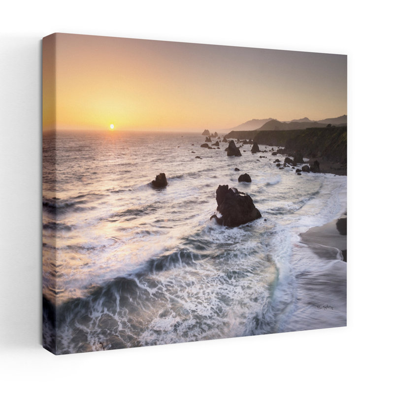 Coucher de soleil sur la côte de Sonoma, H 18 po x l 18 po