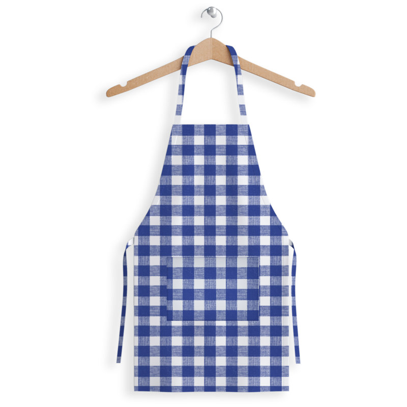 Plaid Bib Apron, Blue/White