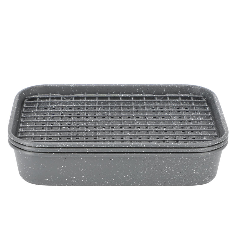Ensemble de 4 ustensiles de cuisson pour four grille-pain antiadhésif en acier au carbone gris moucheté Oster Greystone