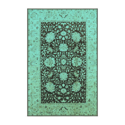 Tapis oriental en laine / polyester tissé à la machine en bleu