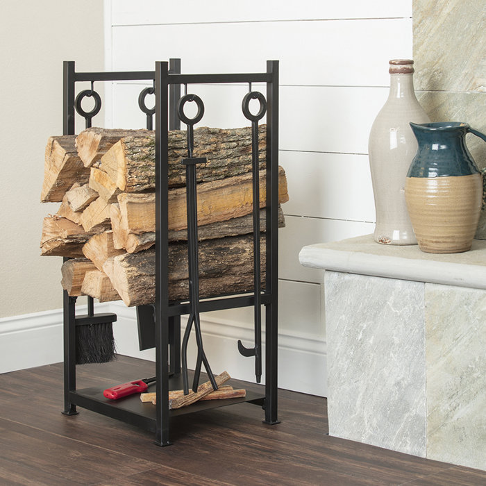 Red Barrel Studio® Herwald 12'' W Metal Log Rack & Reviews | Wayfair