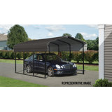 Abri d'auto en acier, noir galvanisé / gris anthracite 10 pi x 29 pi x 7 pi