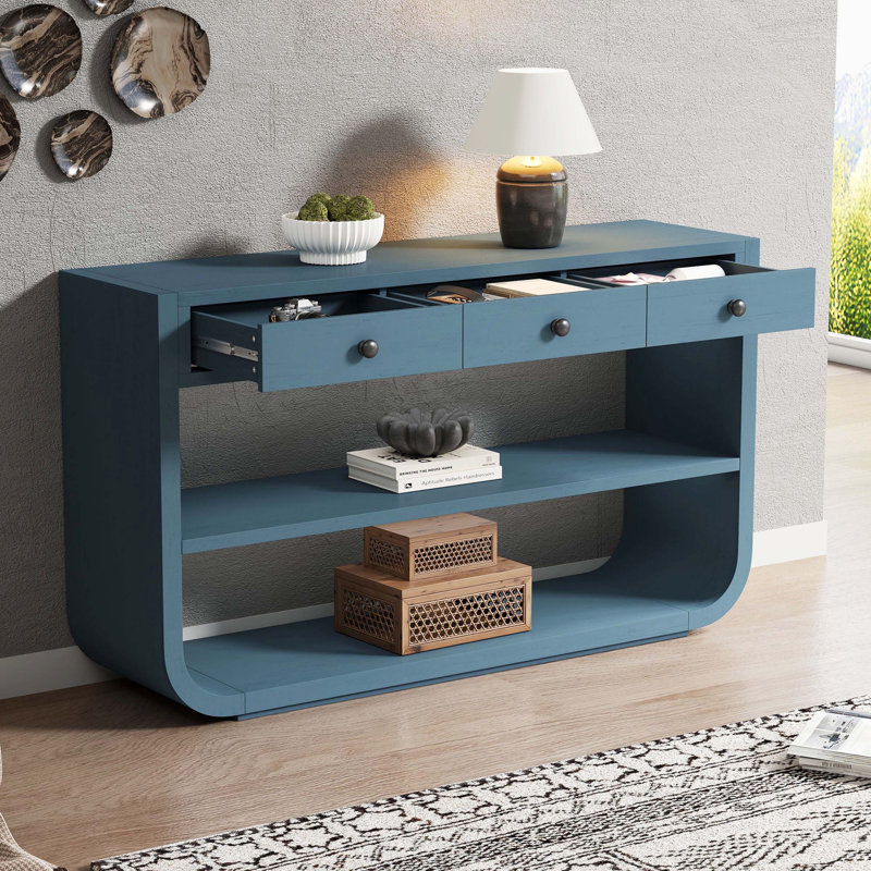 Console en bois massif Elora, Bleu