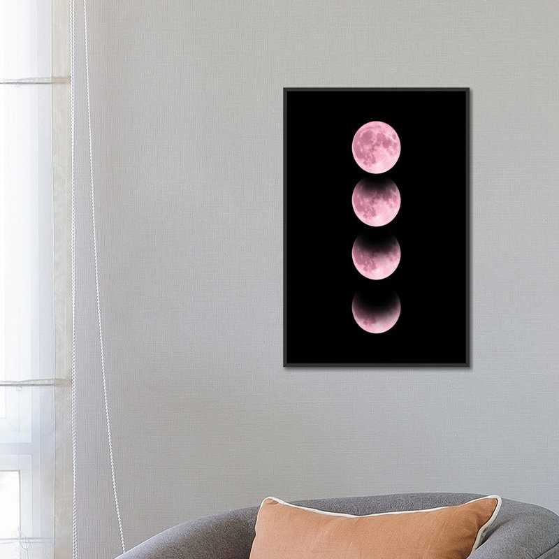 «Pink Moon», impression sur toile, H 26 po x l 18 po x P 1,5 po, Toile avec cadre noir, Pas de tapis
