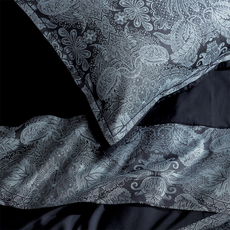 Grayone Cotton Damask Duvet Cover, 220 x 240 cm, Black