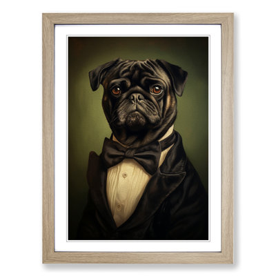 Pug Romanticism - Single Picture Frame Print on Wood