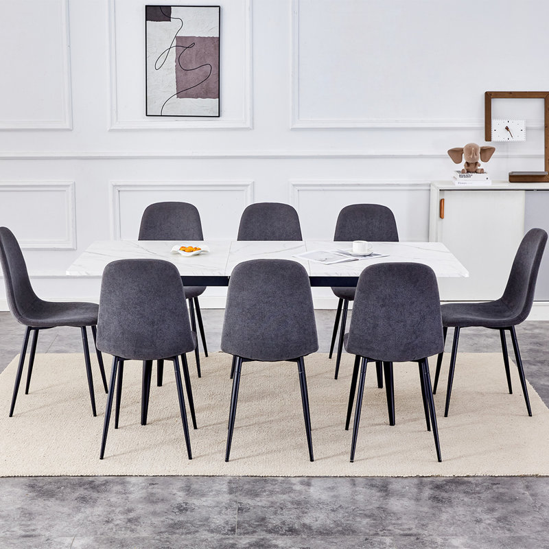 Ensemble de table de cuisine moderne de 59 à 75 po avec structure en métal robuste, parfait pour la cuisine à domicile, peu encombrant