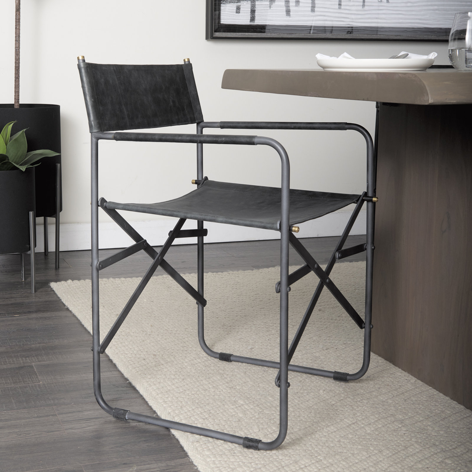 Sambac Genuine Leather Armchair, Black