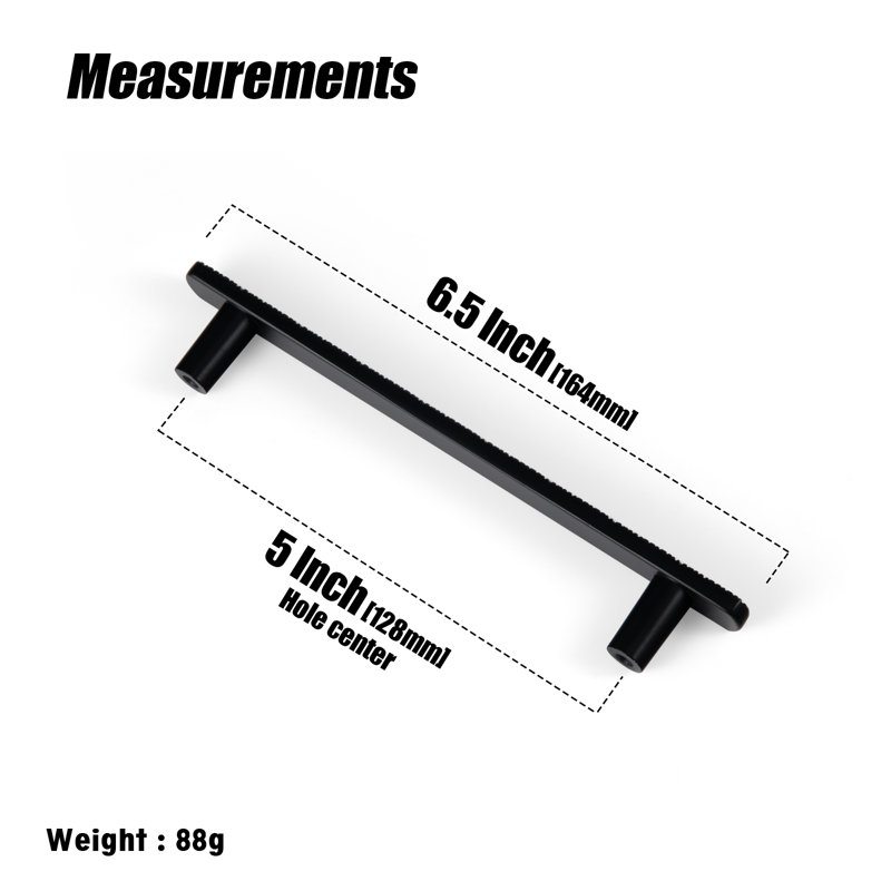 Novelty Irregular Bar Pull Handle Multipack, Matte Black, 5" 