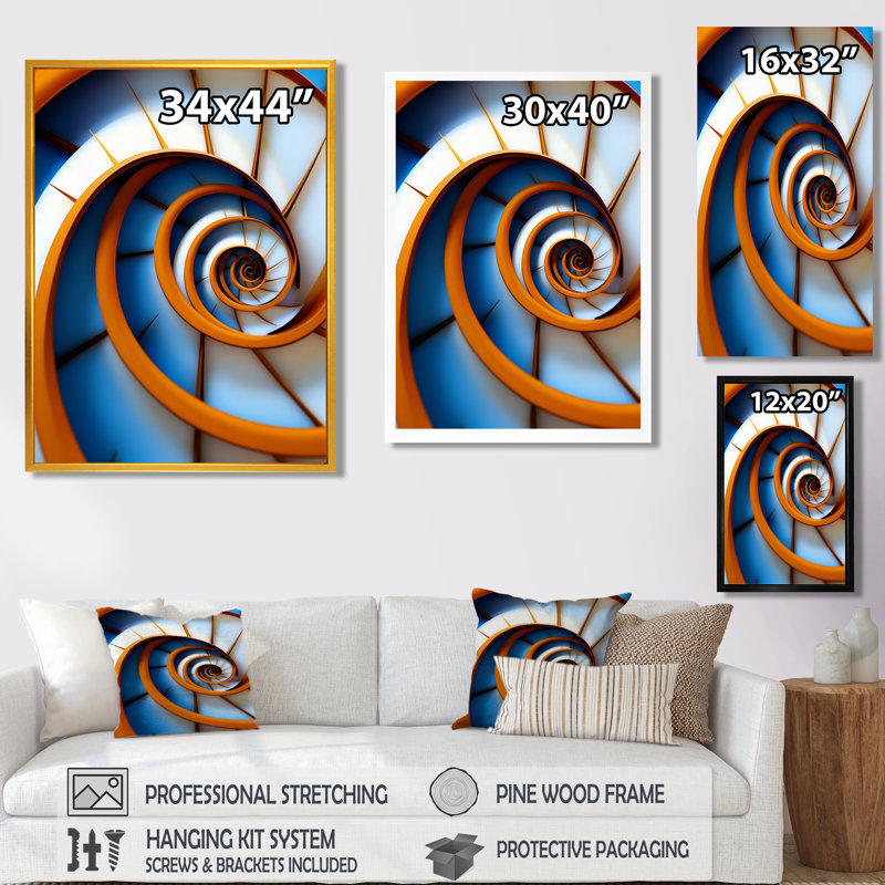 «Stairway Infinity - Spiral Abstract», reproduction d'art murale, H 32 po x l 24 po, Toile tendue