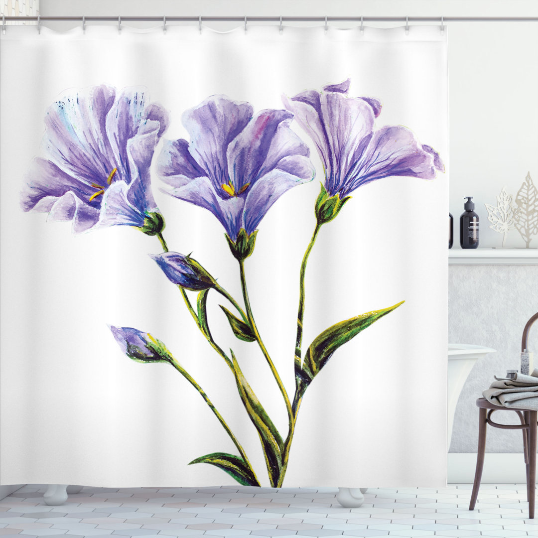 Floral Shower Curtain with Hooks Included Ambesonne 