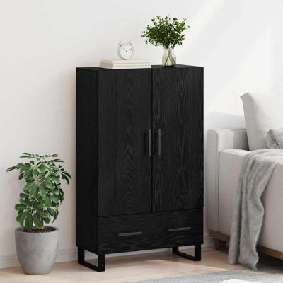  Highboard Black Oak 69.5 X 30 X 115 Cm Engineered Wood
