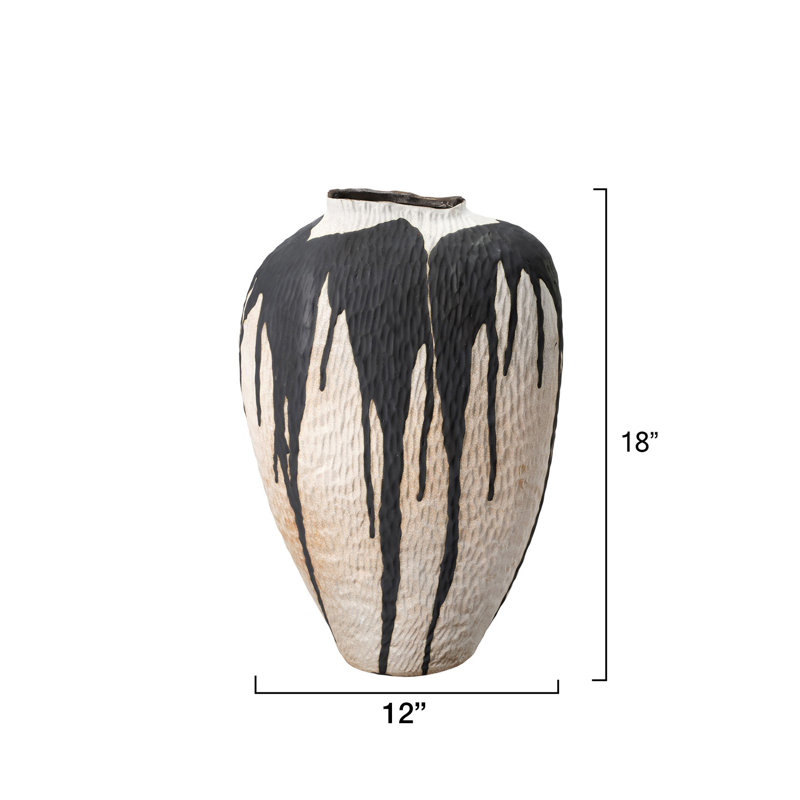 Zelda Ceramic Vase, Black and White