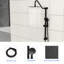 Système de douche noir mat. Tête de 10 pouces et main à 5 fonctions avec barre coulissante de 26,3 po. Fixation murale, installation facile. Réglages: pluie, massage, bulles. Composants livrés. Buse propre. Système de garniture sans valve