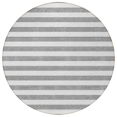 Tapis d'intérieur rond 8 po gris et blanc