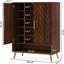 29.52 Inches Walnut 6-Tier Wooden Entryway Shoe Storage Cabinet With Doors