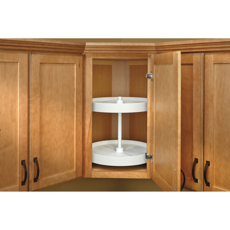 Rev-A-Shelf Polymer Full Circle 2-Shelf Lazy Susan with Bottom Mount Hardware for Corner Base Cabinets, 18" W, White