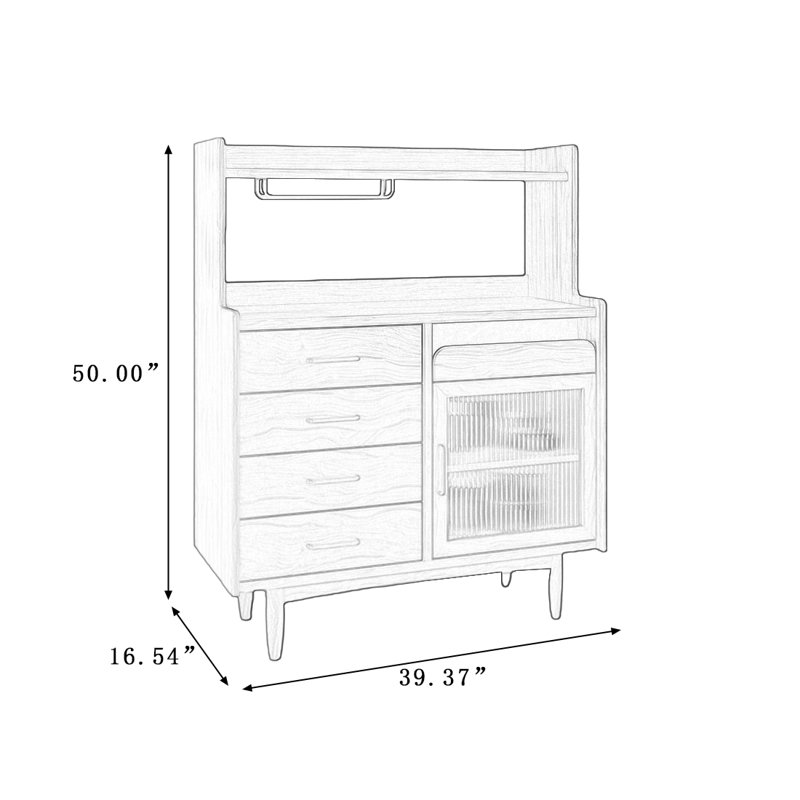Buffet Modern, H 50 po x l 39,37 po x P 16,54 po, Brun noisette