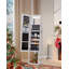 Mirror Jewellery Cabinet, Standing Jewellery Organiser with 360° Rotating Base, Full Length Lockable Mirror, Large 4-Tier Storage Compartments, 4-in-1 Multifunctional, White 