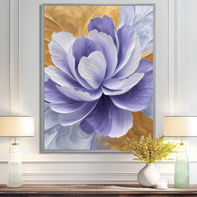 Lavande et équilibre doré des pivoines en fleurs II - art mural pivoines pour le salon