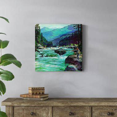 Fly Fishing Painting Print On Wrapped Canvas
