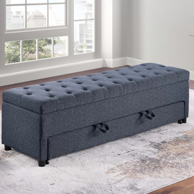 Textured Bouclé Fabric Storage Ottoman by Red Barrel Studio