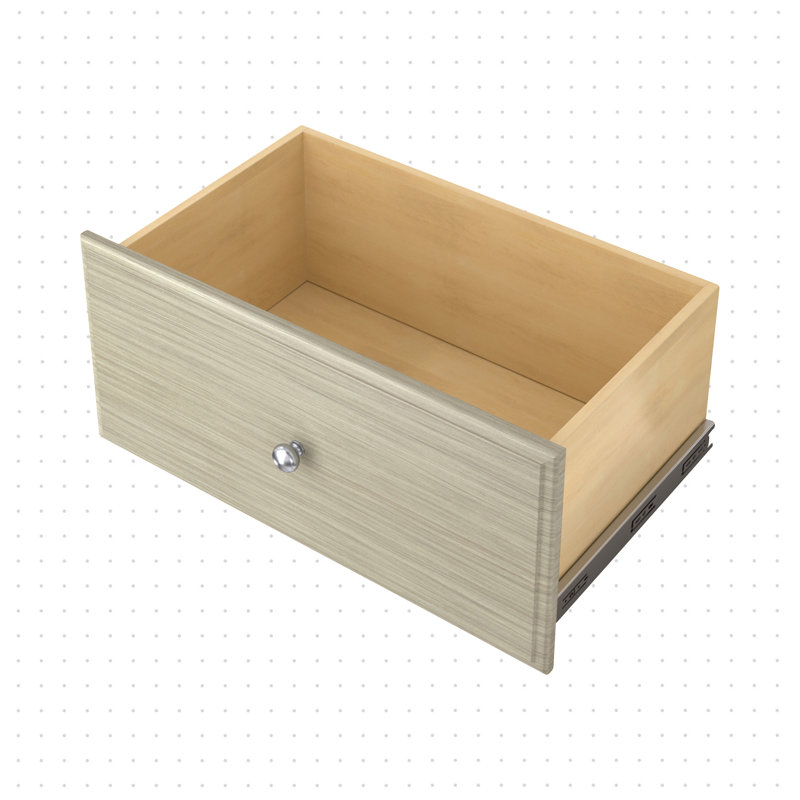 Tiroir à quadrillage en bois manufacturé, Gris patiné, H 12 po x l 24 po x P 14 po