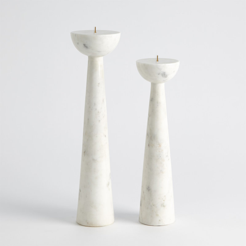 Round Top Candle Stand, White, 17" H x 4.5" W x 4.5" D