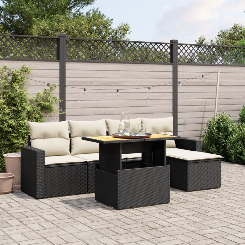 Ensemble de canapé de jardin en rotin PE noir Vidaxl