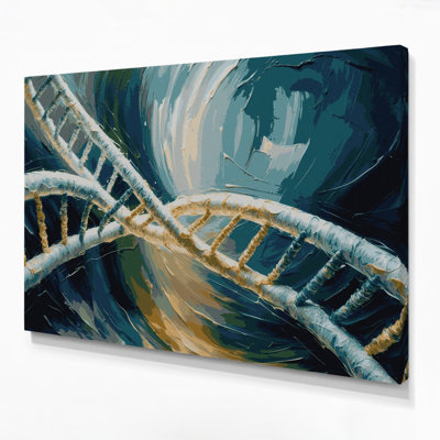 SciFi DNA helix molecular structure Gray Canvas Wall Art
