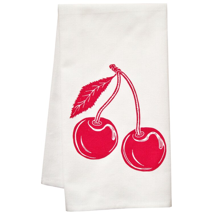 Artgoodies Organic Strawberry Block Print Tea Towel