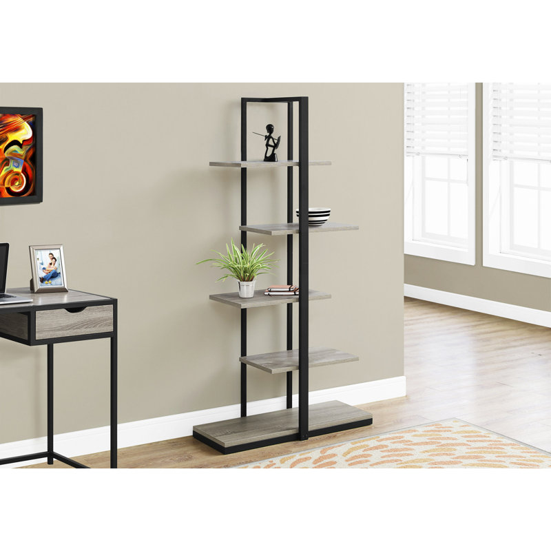Bibliothèque, bibliothèque, étagère, H 60 po, bureau, chambre à coucher, métal stratifié, contemporain, moderne, Taupe