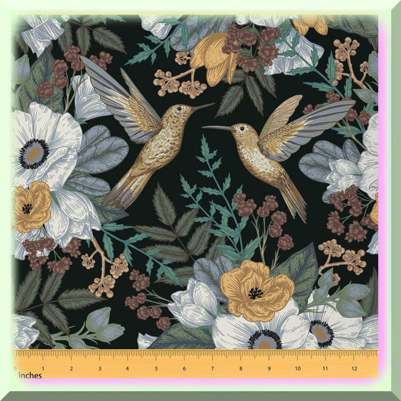 Vibrant Botanical Fabric 5 Yards