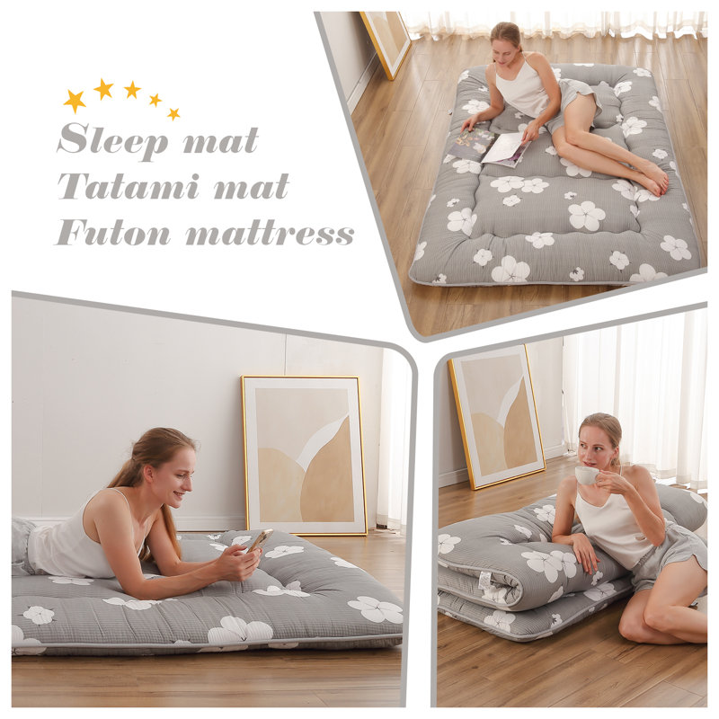 Streicher Japanese Floor Mattress, Futon Mattress with Washable Cover Japanese Futon Suitable for Camping, Guest, Queen