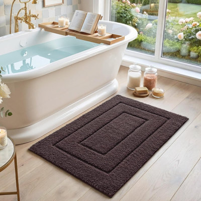 Bathroom Rug Non Slip Washable Bath Mat for Shower Floor Absorbent Soft Bathmat with Rubber Backing Quick Dry Microfiber Carpet