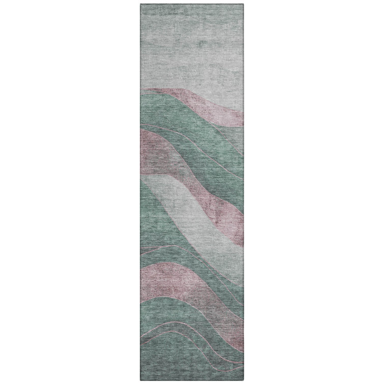 Machine Washable Indoor/Outdoor Xhevrie Sage Rug