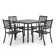 Outdoor Patio Dining Set, 4 Dining Chairs and 37 Inch Square Dining Table with 1.57'' Umbrella Hole, Powder-coated Finish and Iron Frame for Garden, Black with Gold Speckles