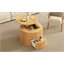 Table basse ronde à plateau relevable avec rangement dissimulé, décor moderne en bois cannelé pour un salon polyvalent-514893498