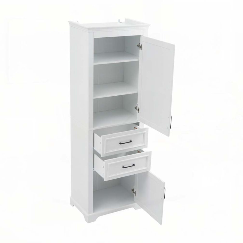 Armoire de salle de bain avec 2 portes à charnières et tiroirs