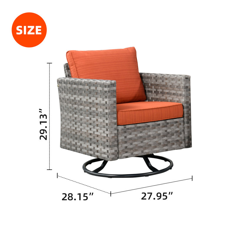 Chaise d'extérieur en rotin et osier Ignatz, Orange-rouge