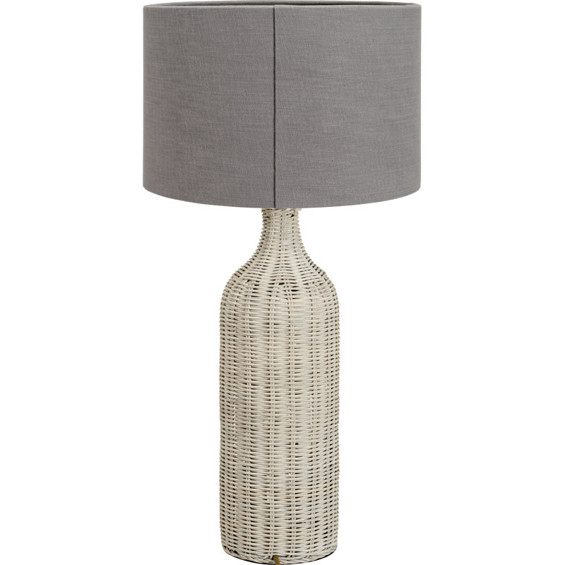 Anika Rattan Table Lamp, Grey/Grey Wash
