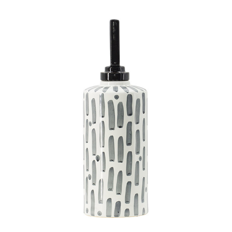 Pot en céramique noir / gris, H 16,7 po x l 5,7 po x P 5,7 po