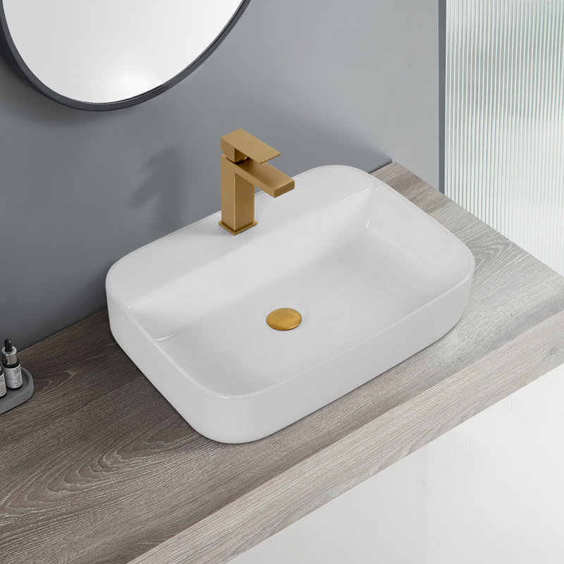 Lavabo de comptoir rectangulaire en céramique deux (tant que fini blanc) certifiée CUPC