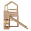 Lit mezzanine simple en bois avec glissoire, tablettes et lumière-2130739123
