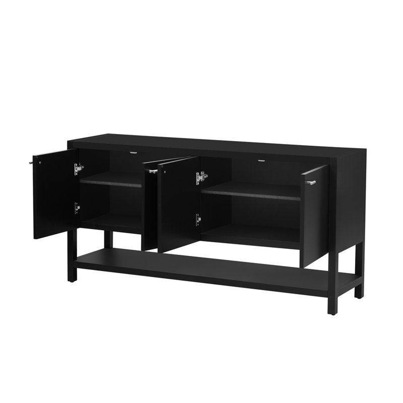 Console fonctionnelle avec beaucoup de rangement, Noir, noir, noir, noir