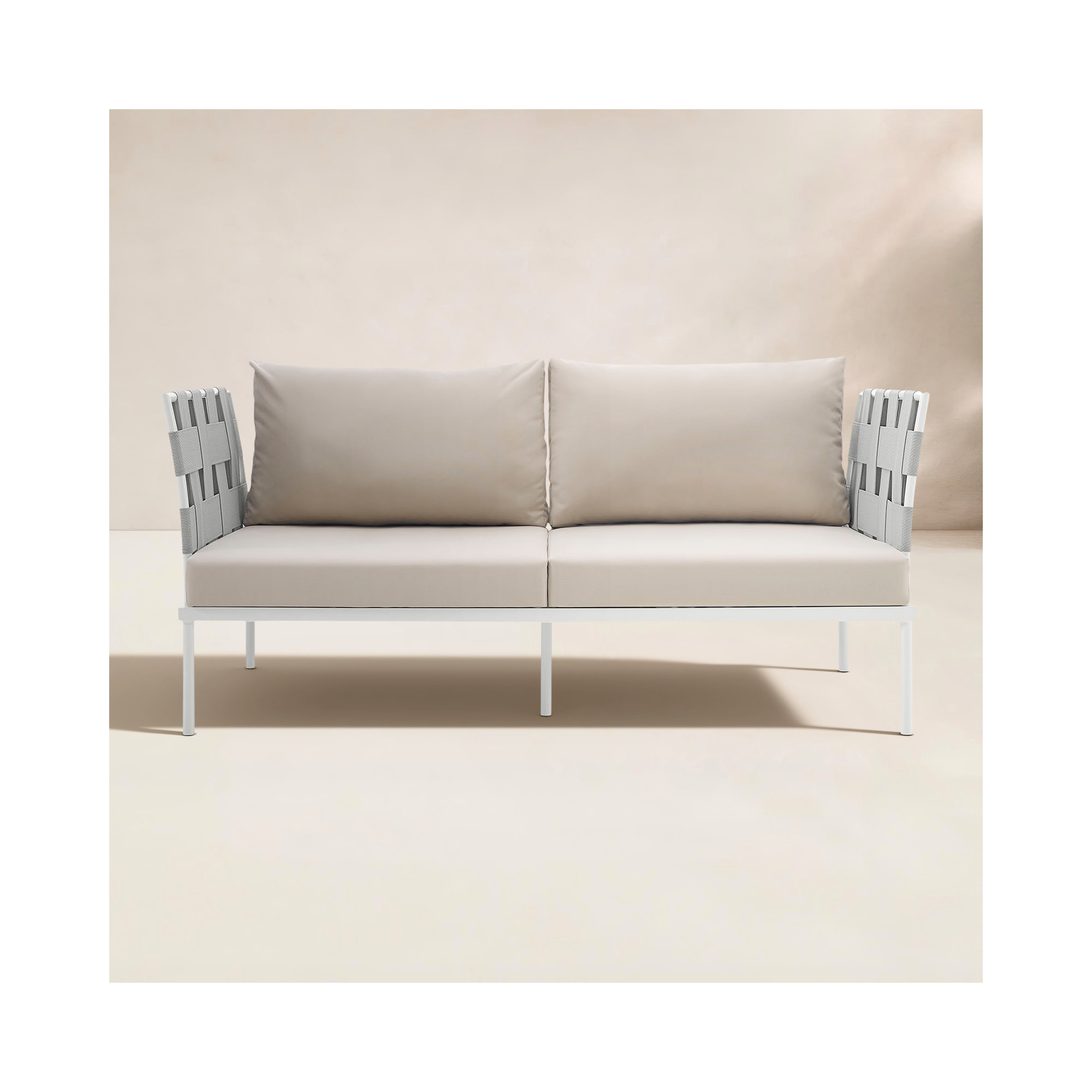 Harmony Outdoor Patio Aluminum Loveseat, Beige