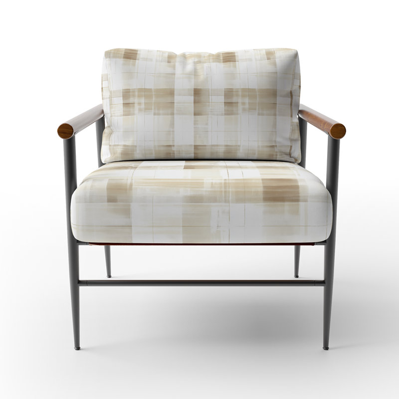 Chaise rembourrée Country Farmhouse, Bras ronds bruns
