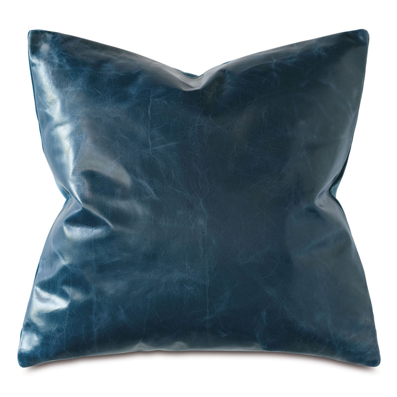 Housse et insert de coussin carré en cuir Tudor, Bleu